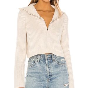 Lovelle Zip Up Sweater in Cream NWOT